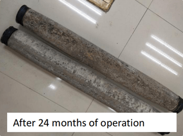 Nihao notam TUBES DIFFUSATORES ANTI- SCALING effectus post 24 mensis operationem
